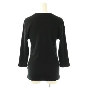 Deuxieme Classe rib Tシャツ カットソー 七分袖 ブラック /ES OS