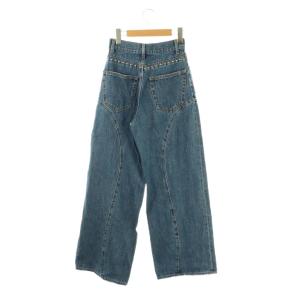 MOUSSY 24AW STUDDED ワイドストレートデニムパンツ ジーンズ 0 ブルー /DF OS