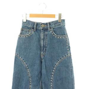 MOUSSY 24AW STUDDED ワイドストレートデニムパンツ ジーンズ 0 ブルー /DF OS