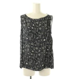 麻雀柄ノースリーブブラウス 0 ブラック ホワイト グレー /DO OS