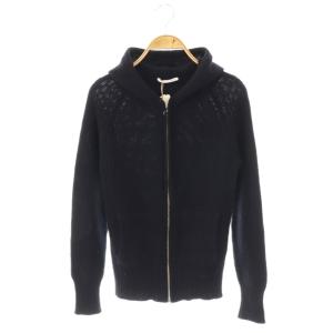 カシミヤ ジップパーカー ブルゾン ニット 34 ブラック /ES OS