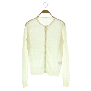リネンニットカーディガン 長袖 シアー オフホワイト /MY OS