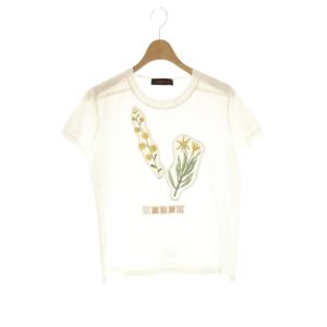 スビンコットンパレルモフラワープリントTシャツ カットソー M ホワイト マルチカラー /DO OS