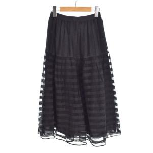 ボーダー ラッセル スカート 黒７ FY