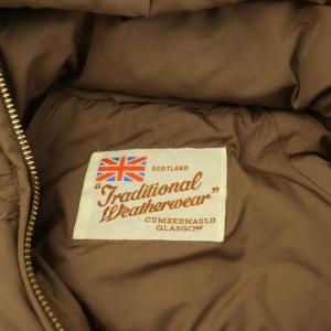 Traditional Weatherwear ダウンジャケット フード ジップアップ ブラウン /MY OS