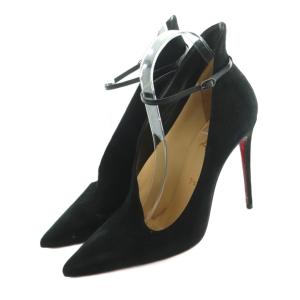 パンプス ポインテッドトゥ ピンヒール ハイヒール スエード 37 24.0cm 黒 ブラック /MI