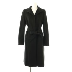 カシミヤ ロングコート ベルト付き 36 ブラック /DF OS