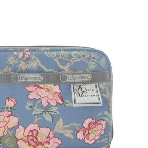 LesportSAC ケイタマルヤマ 長財布 ロゴ 花柄 水色 ライトブルー /SR