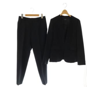 ウォッシャブルストレッチダブルクロスセットアップ ノーカラージャケット パンツ 38 ネイビー /HK