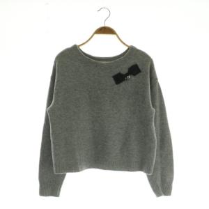 ウールカシミヤリボンニットプルオーバー セーター 長袖 38 グレー /MY OS