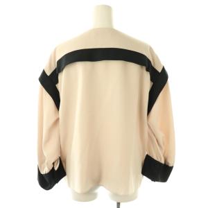 ADORE 23SS バイカラージョーゼットブラウス 長袖 プルオーバー 38 ライトベージュ 黒 /NR OS