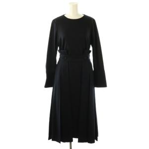 ワンピース 長袖 ロング スカート ロング フレア ウール 38 濃紺 /NR OS
