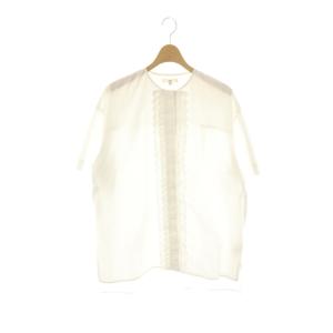 スカラップ刺繍サマーシャツ 五分袖 38 ホワイト /HK OS SH