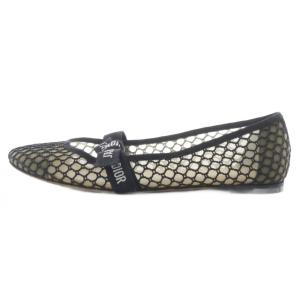 Christian Dior メッシュ フラットパンプス リボン 40 ブラック