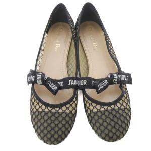 Christian Dior メッシュ フラットパンプス リボン 40 ブラック