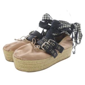 ダブルベルト エスパドリーユシューズ 40 ピンク 黒 ブラック /SR