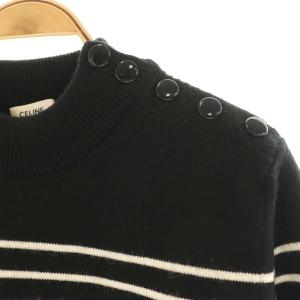 CELINE ウール ボーダーニット プルオーバー XS ブラック ホワイト 2A535684G