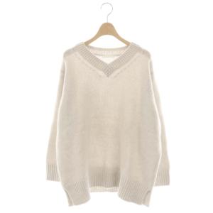 ファインウール Vネックプルオーバー ニット セーター 長袖 グレージュ /NR OS