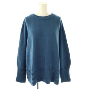24SS バルキーヤーン ロングリブ プルオーバー ニット セーター 長袖 ブルー /HK OS