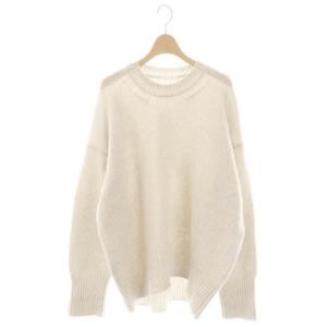 ファインウール クルーネックプルオーバー ニット セーター 長袖 M ライトベージュ /NR OS
