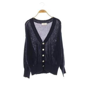 25SS リネン混Vネックカーディガン ニット ネイビー /HK OS