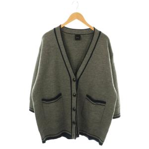 Smooth ライン Vネックカーディガン ニット F グレー ネイビー /ES OS