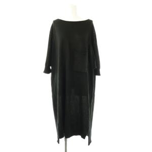 ヨウジヤマモト リネン混 ドルマンニットポケットワンピース 2 ブラック /ES OS