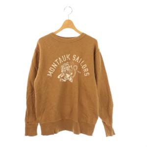 セイリング虎プリントの908裏毛 スウェット トレーナー キャメル /ES OS
