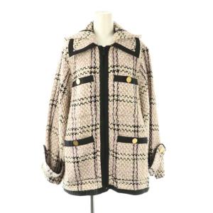 23AW ツイードフーディーコート 36 ブラック ベージュ