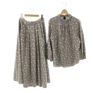 セットアップ チェック フラワートップ カットソー タックスカート ロング 38 ブラック /HK OS