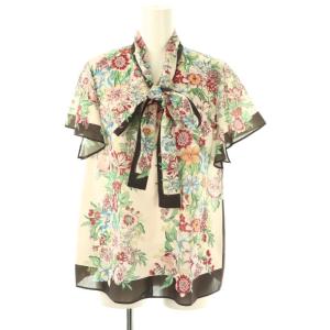 GRACE CONTINENTAL 23SS ヴィンテージフラワー トップ ブラウス フレアスカート セットアップ 38 アイボリー マルチカラー