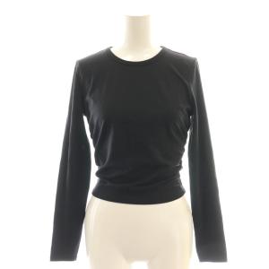 サイドギャザー 長袖 リブカットソー Tシャツ 4 ブラック /DF OS