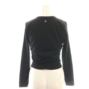 lululemon サイドギャザー 長袖 リブカットソー Tシャツ 4 ブラック /DF OS
