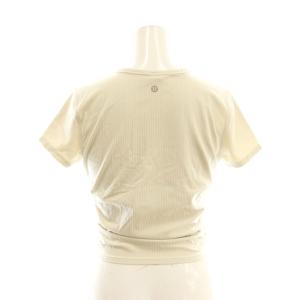 lululemon サイドギャザー 半袖 リブカットソー クロップド 4 グレージュ /CX OS