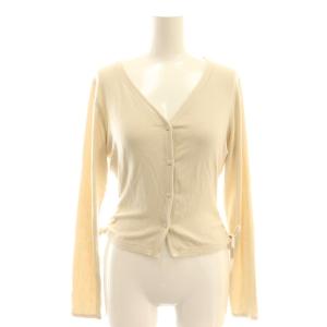 サイドギャザー リブカーディガン クロップド Vネック 4 ベージュ /CX OS