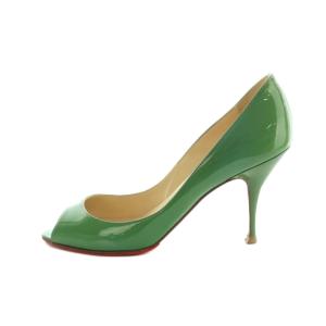 Christian Louboutin パンプス オープントゥ ピンヒール エナメル 37 24.0cm 緑 グリーン /MI OS