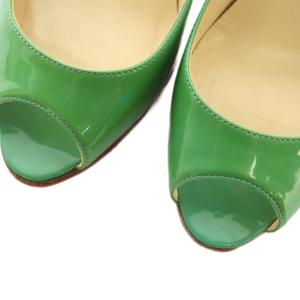 Christian Louboutin パンプス オープントゥ ピンヒール エナメル 37 24.0cm 緑 グリーン /MI OS