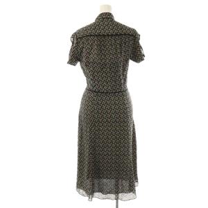 DIANE von FURSTENBERG 総柄 ワンピース 半袖 ミモレ ロング シルク 2 黒 マルチカラー /NR OS
