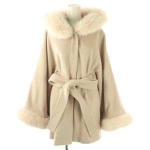 24AW ウールMIXフードポンチョコート S ベージュ /AB OS