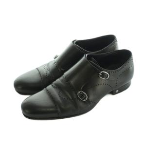 ドレスシューズ レザー ダブルモンク 5.5 ブラック ST1110