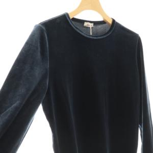 Steven Alan 25AW ベロア ロングスリーブ プルオーバー カットソー 長袖 ネイビー /HK OS