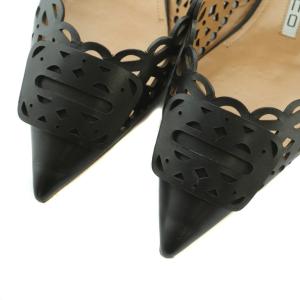 PELLICO ANIMA フラットパンプス ポインテッドトゥ カットワーク レザー 36 23.0cm 黒 ブラック