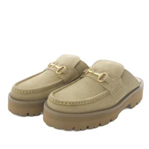 25SS GOLD BIT MULES スリッポン プラットフォーム 厚底 スエード 6 ベージュ /YO8