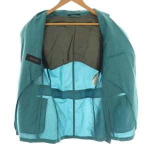 GUCCI シルク混 2B ジャケット テーラード 46 ターコイズブルー 304814 Z4579 /HK OS