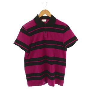 ボーダー 半袖 ポロシャツ S ピンク ブラック 662016 22SS /HK OS SH
