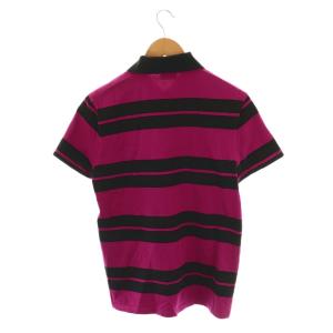 SAINT LAURENT PARIS ボーダー 半袖 ポロシャツ S ピンク ブラック 662016 22SS /HK OS SH