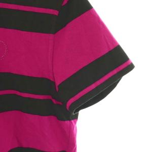 SAINT LAURENT PARIS ボーダー 半袖 ポロシャツ S ピンク ブラック 662016 22SS /HK OS SH