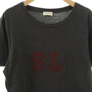 SAINT LAURENT PARIS 500231 YB2OH SL プリント Tシャツ カットソー S チャコール レッド /ES OS SH
