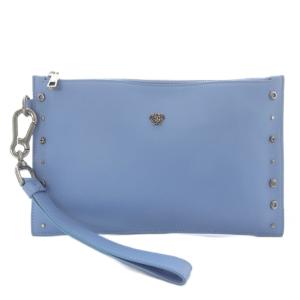 メドゥーサスタッズ リストレットポーチ クラッチバッグ セカンドバッグ レザー ブルー /YO25 SH
