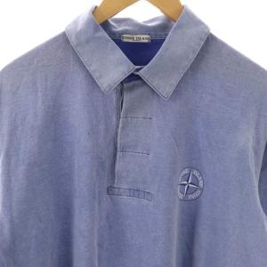STONE ISLAND ロゴ ポロシャツ 半袖 XL ライトブルー /HK OS